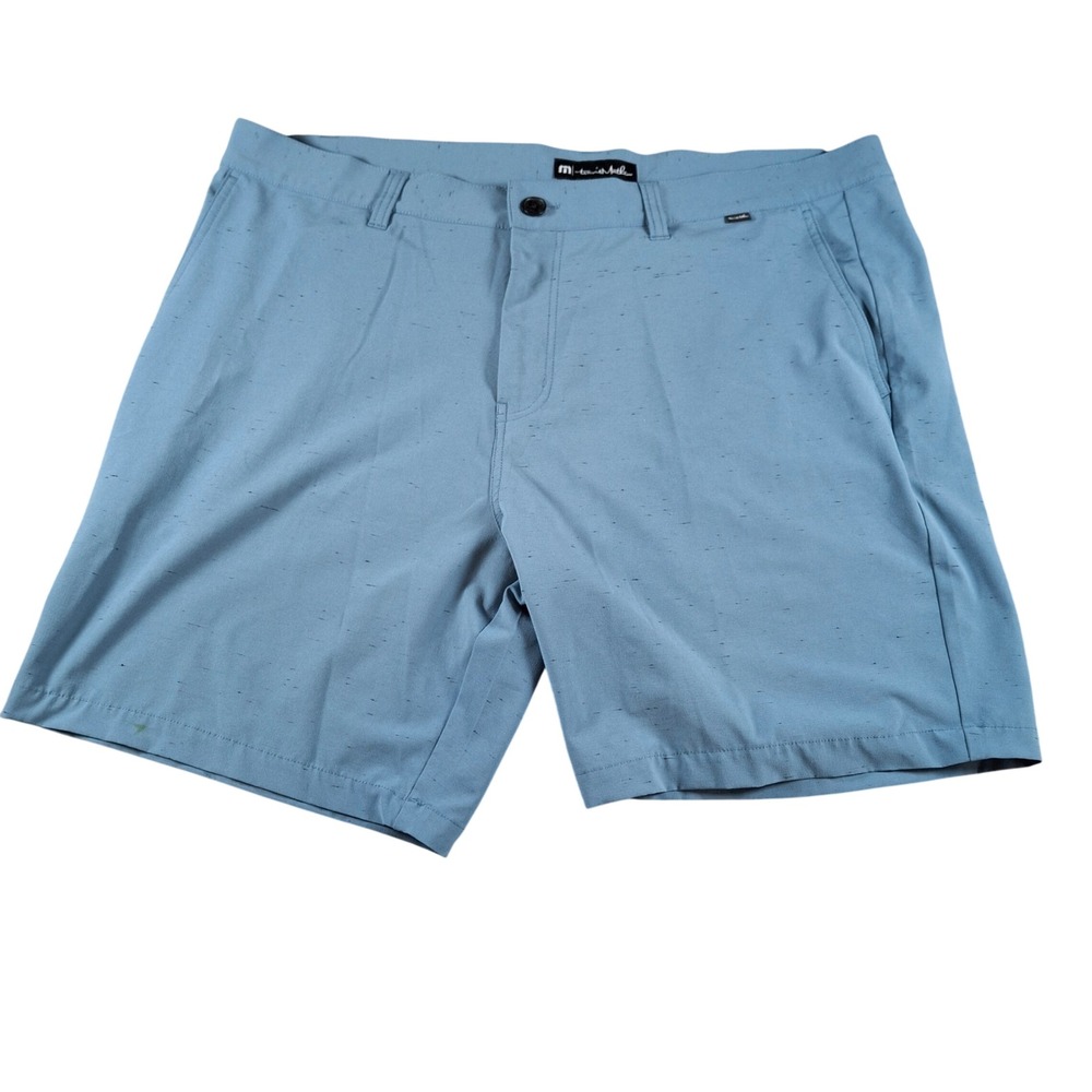 Travis Mathew Mens Blue Textured Golf Shorts Performance Stretch Size 42